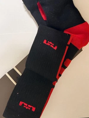 NIKE ELITE Basketball ELITE SOCKS LeBron James BLACK RED - Image 1 of 4