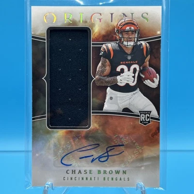 2023 Origins #RJJA-CB Chase Brown Jumbo Rookie Patch Auto RPA Jersey Bengals RC - Image 1 of 2