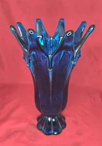 Wikinger Glas Epic Drape geschwungene Vase "Bluenique" Farbe Vintage MCM 11" - Bild 1 von 5