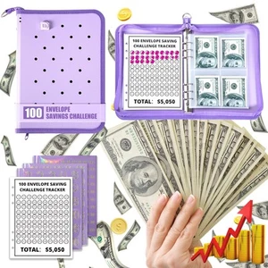 100 Envelopes Money Saving Challenge Binder, Budget Binder with Zipper Envelo... - Picture 1 of 8
