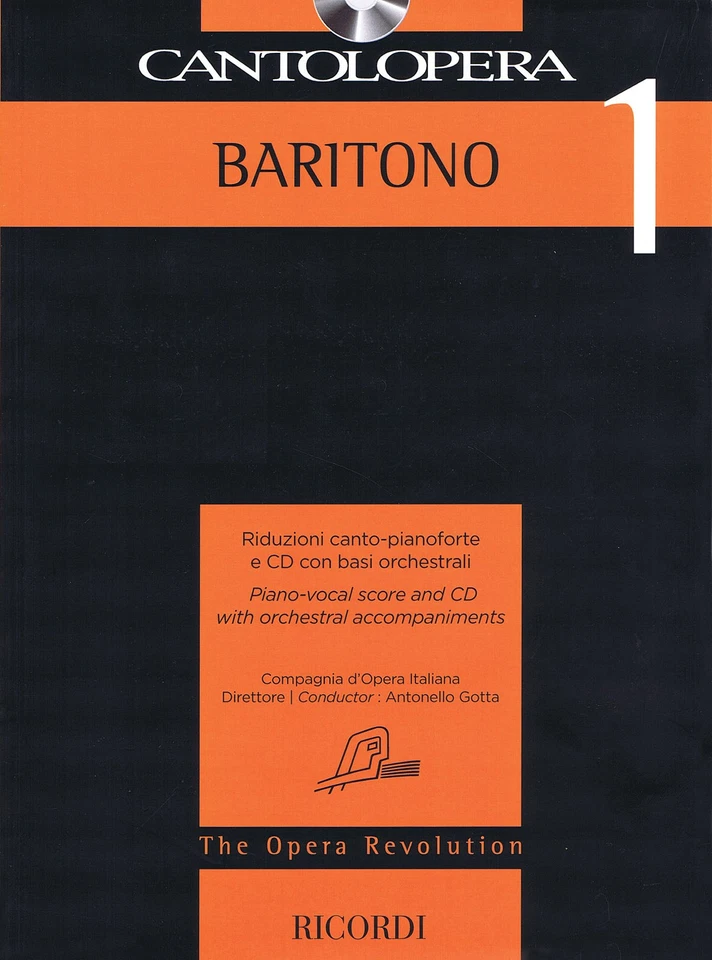 Cantolopera Baritone 1 Vocal Piano Classical Opera Sheet Music Ricordi Book CD - Image 1 of 1