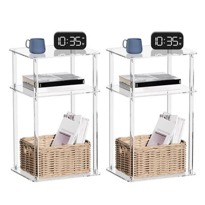 Acrylic Side Tables for Small Spaces, 14" L x 11.5" W x 23.2" H, Small Nights... - Image 1 of 4