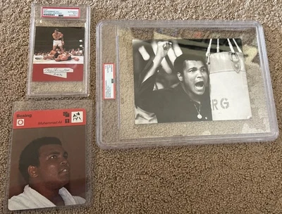 MUHAMMAD ALI SIGNED AUTOGRAPHED CUT & 3X3 PHOTO PSA With OG Photo & Card - Image 1 of 4