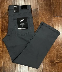 DKNY Mens Size 32x30 Stanton Slim Fit Ultimate Stretch Charcoal 5 Pockets Pants - Picture 1 of 8