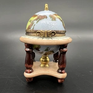 Rochard Limoges France Globe Trinket Box Hand Painted Porcelain W/Original Box - Picture 1 of 16
