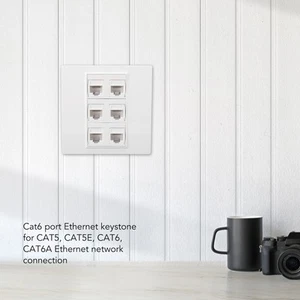 6 Port Cat 6 Ethernet Wall Plate Removable Female To Female Ethernet Wall Pl SAL - Photo 1/22