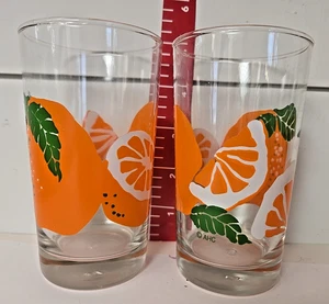 2er Set Anchor Hocking Orange Themen Gläser 4,5 Zoll hoch 2,5 Zoll Durchmesser - Bild 1 von 3