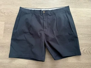 Real Hoxton Men’s Navy Blue Pleated Shorts - Size XXL / 40 Inch - New With Tags - Picture 1 of 7