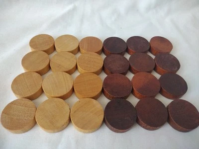 Set of Wooden Draughts Pieces 28mm x 9mm - Light / Dark Brown - Image 1 of 2