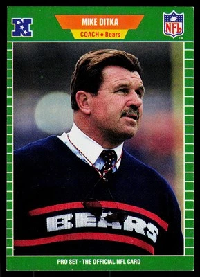 Tarjeta de fútbol americano Mike Ditka, 1989 Pro Set, #53, Chicago Bears Foto 1 de 2