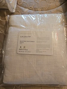 Pottery Barn Seaton Textured 3 In 1 Pole Top Drape Curtain Panel 50x84 WHITE NIP - Picture 1 of 11