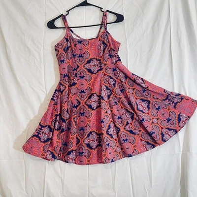 Vestido GB Para Mujer Pequeño Rosa Púrpura Sin Mangas Ajuste Acampanado Boho Festival Paisley Cremallera Foto 1 de 4
