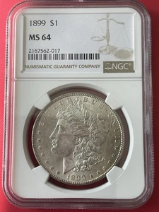 1899 $1 Morgan Silver Dollar - NGC MS64 - Real Quality! High Grade! Rare Coin! - Picture 1 of 2