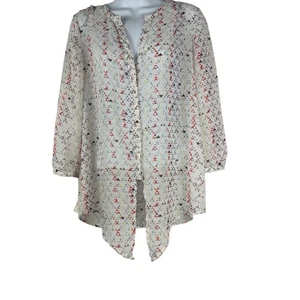 Maurices Damenbluse mehrfarbig transparent bedruckt Knopfleiste Größe Medium - Bild 1 von 9