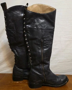 Stetson Womens Black Leather Size 10 Era Over The Knee Boots Vintage - Picture 1 of 6