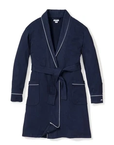 Petite Plume Damen Baumwoll Flanell Morgenmantel in Marine Größe: Large NEU! - Bild 1 von 5