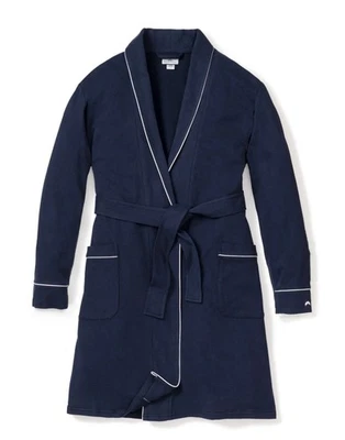 Petite Plume Women’s Cotton Flannel Robe in Navy Size: Large NEW! - Image 1 of 4