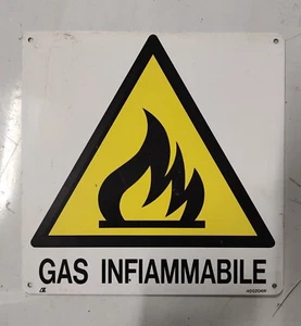 Cartello insegna tabella Vintage Pericolo GAS INFIAMMABILE no smaltata lamierin - Foto 1 di 1