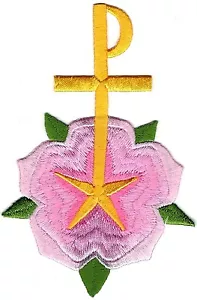 5.25" x 3.5" Christmas Rose Old Christian Design Patch SCA - Picture 1 of 1
