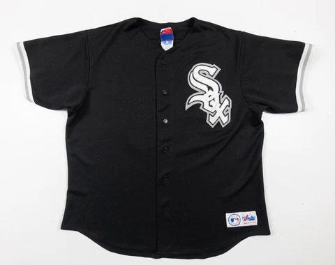 Vintage Chicago White Sox Jersey Adult Large Black Majestic Frank Thomas #35 VTG Cover
