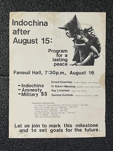 VINTAGE LEAFLET PEACE MOVEMENT Anti War 1973 Faneuil Hall Indochina Vietnam War - Picture 1 of 8