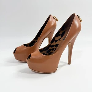 Louis Vuitton Oh Really! Brown Peep Toe Platform Pumps 38 - Picture 1 of 8