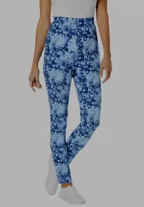 Woman Within Plus size 2X (26-28) Stretch Cotton Tie Dye Blue Legging w pockets - Picture 1 of 5