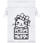 'Cat In Christmas Gift' Satin Drawstring Bag/Pouch (SB042509)