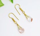Amazing Faceted Heart Rose Quartz Gemstone Drop Earring Silver Plated Jewelry