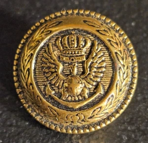CROWN, EAGLE OVER ANCHOR. WREATH BORDER GOLD TONE SHANK BUTTON. - Picture 1 of 5