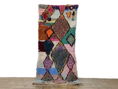 Alfombra bereber vintage de lana marroquí, alfombra bereber tejida a mano, decoración boho del hogar, 3x8 pies Foto 1 de 4