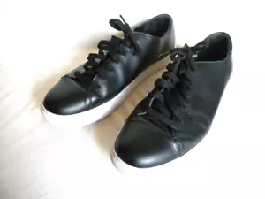 Lace Up Solid Leather Club Monaco Men's Sneakers / Shoes Black, Sz 12 REDUCED - Picture 1 of 8