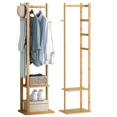 UNHO Perchero de sirviente para hombre con estante perchero sirviente mudo mayordomo bambú