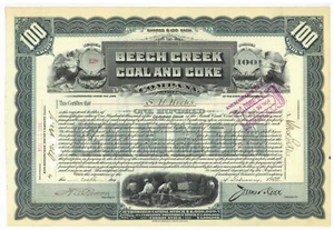 Beech Creek Coal and Coke Company. Certificato Stock. 1901-02 - Foto 1 di 1