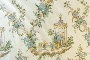Vintage Greeff Williamsburg Reserve Chinoiserie Toile fabric by the yard - Picture 1 of 4