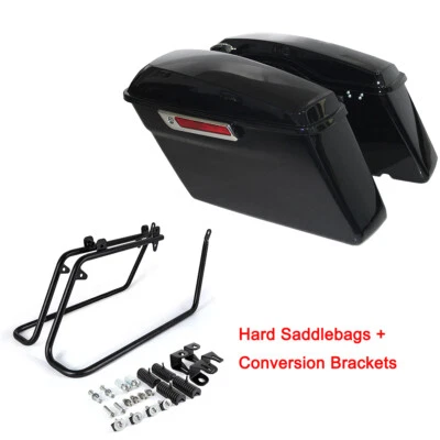 Hard Saddlebags W/ Conversion Brackets For 2008-2017 Harley Dyna Fat Bob FXDF - Image 1 of 4