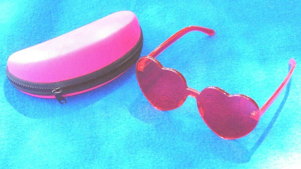 Rose Colored Glasses Heart Shaped Heavy Plexi Costume Props Drag Cosplay YF - Image 1 of 4