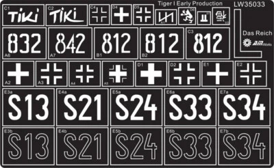 1/35 Spraying Stencil German Tiger I Early Prod of 2.SS Pz.Div Das Reich LW35033 - Image 1 of 2