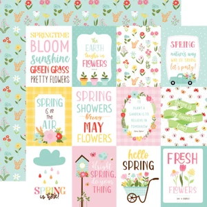 2 hojas de papel Echo Park BIENVENIDO PRIMAVERA 12x12 cartulina - 3x4 tarjetas de diario - Imagen 1 de 1