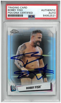 BOBBY FISH SIGNED AUTOGRAPH SLABBED 2021 WWE TOPPS CHROME CARD PSA DNA - Image 1 of 2