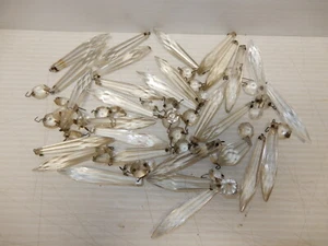 ANTIQUE CLEAR GLASS LAMP PRISMS  - Picture 1 of 4