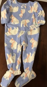 NWT Toddler Girl’s Size 3T Carters One Piece Fleece Footed Pajamas Polar Bears - Picture 1 of 5