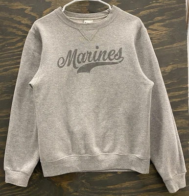 Sudadera Soffe Marines Cuello Redondo Adulto Pequeña Gris Atlética Militar Pullover Foto 1 de 4