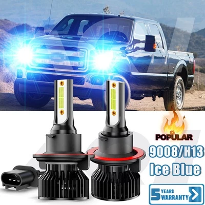 For Ford F-250 Super Duty 2005-2018 LED Headlight High/Low Beam Bulbs 8000K Blue - Image 1 of 4