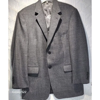 Gianfranco Ruffini Blazer Jacket 100% Lambswool Houndstooth Gray Black 40 short - Image 1 of 4