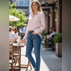 EUC Chico’s Damen hellrosa Langarm Hemd Bluse mit Knopfleiste - Größe L - Bild 1 von 7