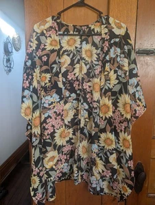 Maurices Floral Chiffon Kimono Top One Size Fits All -057 - Picture 1 of 5