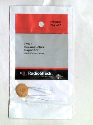 Paquete de 2 condensadores de disco de cerámica Radioshack 272-0131 0,01 uf 500 wvdc 10 % Foto 1 de 2