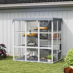 PawHut Exterior Catio Gato Recinto para 2-4 Gatos Grandes, 71" Longitud - Imagen 1 de 11