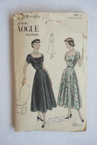 Vestido vintage Junior Vogue 3259 1949 talla 13 busto 31,5/cadera 35,5--completo - Imagen 1 de 2